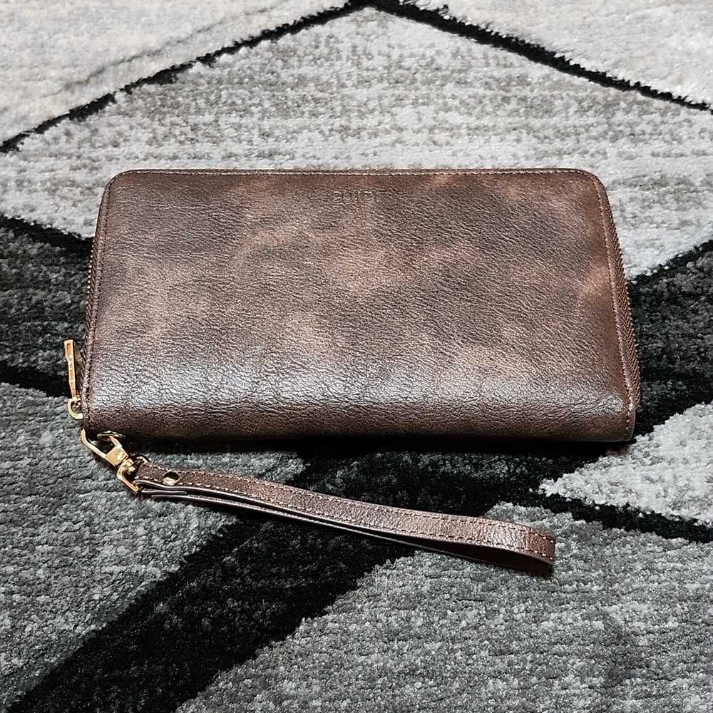 GLUCI RFID BLOCKING VEGAN LEATHER LARGE WALLET TRAVEL CLUTCH WRISTLET